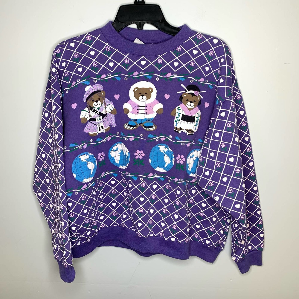 SPUMONI By Franko Vintage 80's Teddy Bears Around the World Crew Neck Sweatshirt